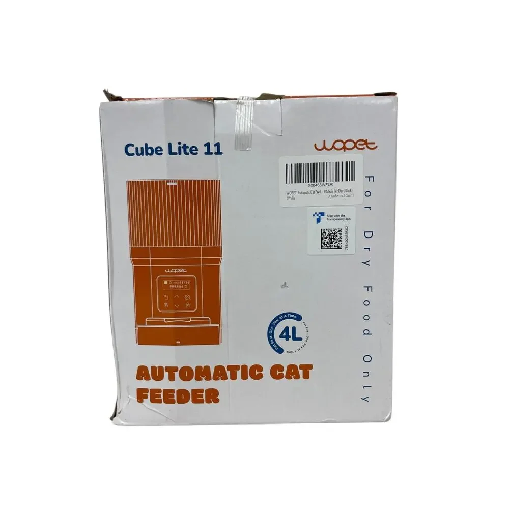 NIB WOpet Cube Lite 11 Automatic Pet Feeder 4L Food Capacity LCD Screen Black